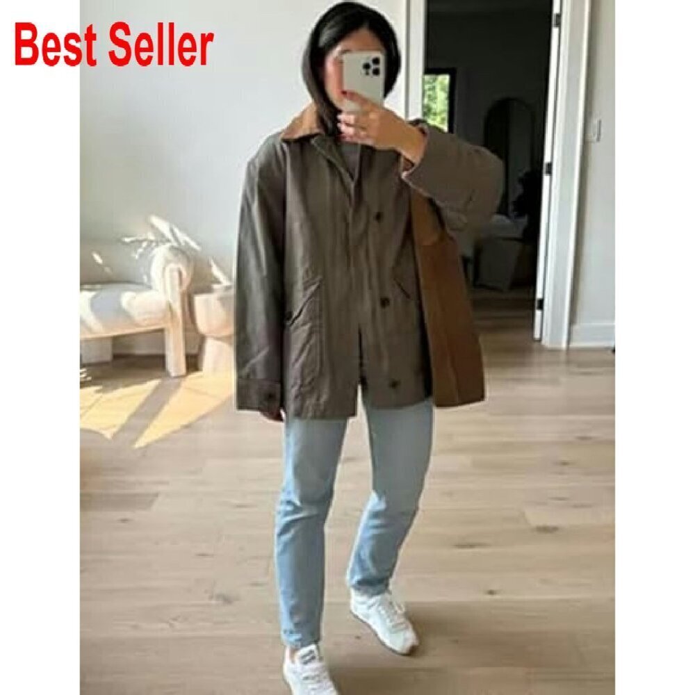 Oversized Corduroy Lapel Button Down Jacket Lightweight Casual Chic - Picture 3 of 8